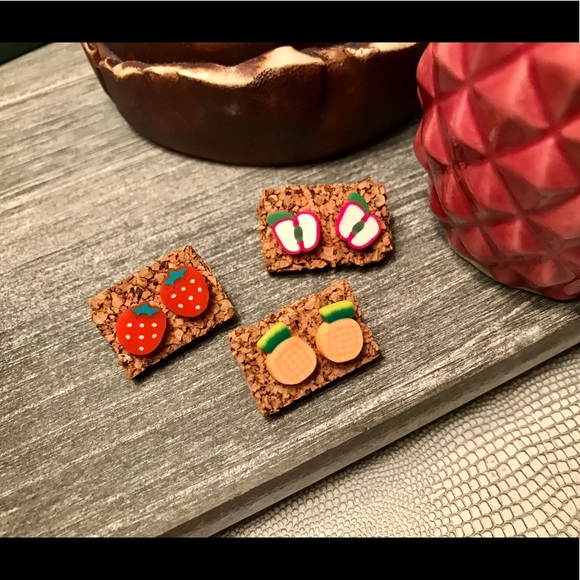 NWT! Set of Fruit Stud Earrings! 3 Pairs Total! - Picture 1 of 8